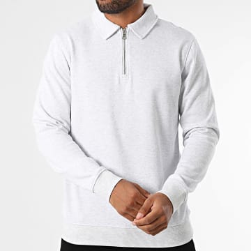 Only And Sons - Sweat Col Zippé David Gris Clair Chiné