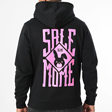 Sale Môme Paris - Sweat Capuche Lapin Squarred Noir Rose Fluo