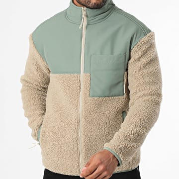 Blend - Evon Sherpa jas met rits 20718652 Beige Groen