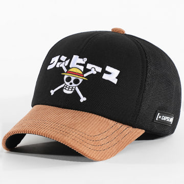 Capslab - Casquette Trucker One Piece Noir Camel