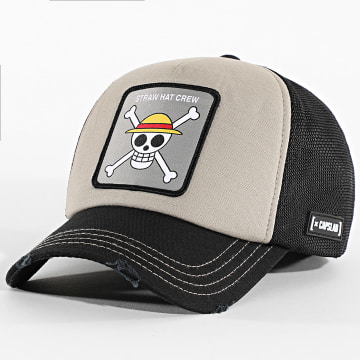 Capslab - Trucker Straw Hat Crew Black Beige