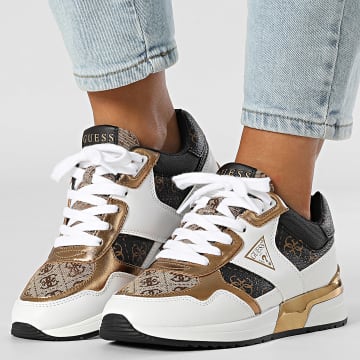 Guess - Sneakers donna FLFMICFAL12 Bianco Marrone Oro