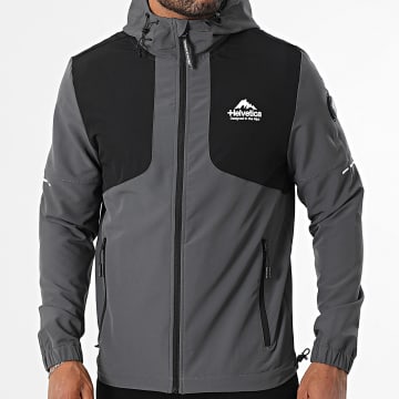 Helvetica - Chaqueta con cremallera y capucha Swindon Gris marengo Negro