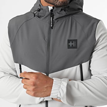 Helvetica - Stanford Zip Hooded Jacket Light Grey Charcoal Grey