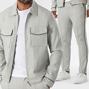 Frilivin - Ensemble Veste Zippée Et Pantalon Habillé N34 Gris Chiné