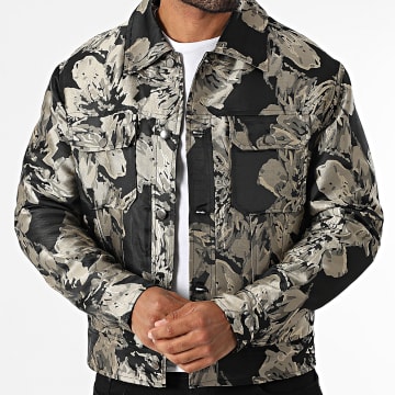 Frilivin - Veste Boutonnée K31 Noir Beige Floral
