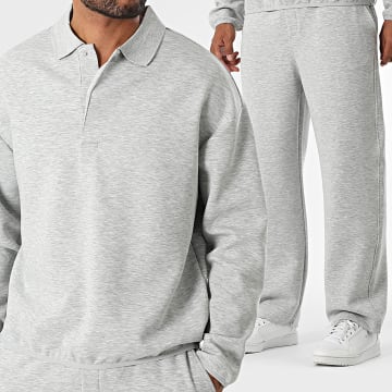 Frilivin - Ensemble Sweat Col Boutonné Et Pantalon Jogging 912 Gris Chiné