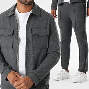 Frilivin - Ensemble Veste Zippée Et Pantalon Habillé N34 Gris Anthracite Chiné