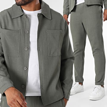 Frilivin - 37J Conjunto de chaqueta y pantalón verde caqui