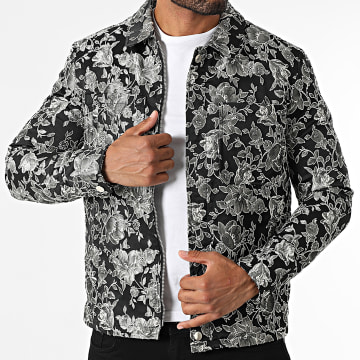 Frilivin - G28 Black Grey Floral Zip Jacket