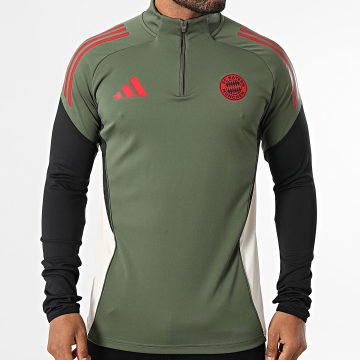 Adidas Sportswear - Tee Shirt Manches Longues A Bandes Bayern Munich JN5621 Vert Kaki Noir Beige