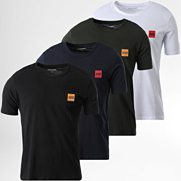 Jack And Jones - Lot De 4 Tee Shirts Brandy Noir Blanc Bleu Marine Vert Kaki