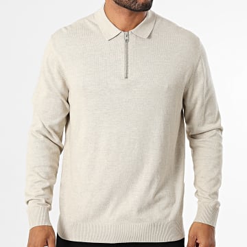 Jack And Jones - Polo Emil a maniche lunghe Beige lucido