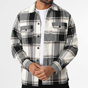 Jack And Jones - Camicia a quadri nera beige chiaro Charge