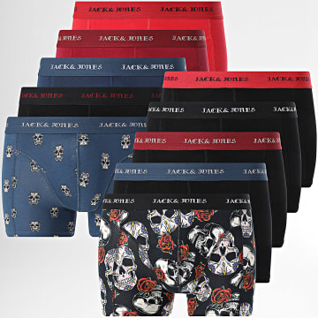 Jack And Jones - Confezione da 10 boxer Murphy blu navy nero rosso bordeaux