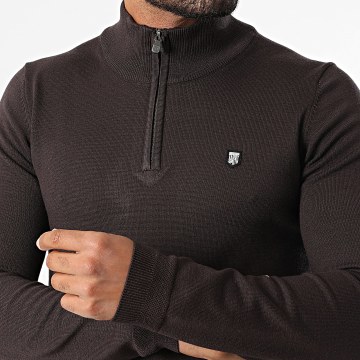 Teddy Smith - Marty 2 Zip Neck Sweater 11516067D Dark Brown