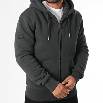 Superdry - Borg Lined Zip Hoodie M2014502A Gris antracita