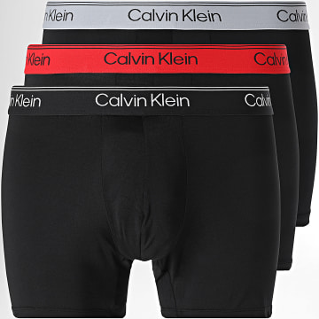 Calvin Klein - Juego de 3 calzoncillos NB4410 Negro Rojo Gris