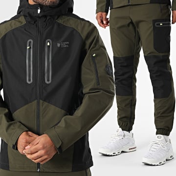 Comme Des Loups - Tuta da ginnastica Utah Green Khaki Black Reflective