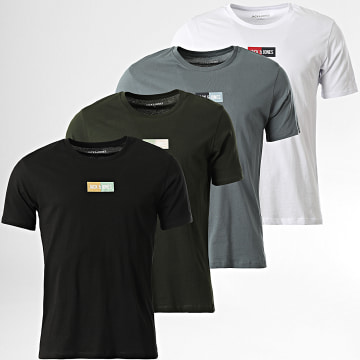 Jack And Jones - Juego De 4 Camisetas Pan Blanco Negro Verde Oscuro Gris