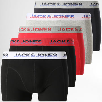 Jack And Jones - Set van 5 Jadon Solid Boxers Rood Heide Grijs Houtskool Grijs Zwart