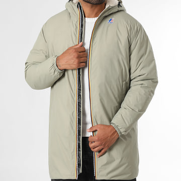 K-Way - Le Vrai 4.0 Parka larga Eiffel East Orsetto Verde caqui claro