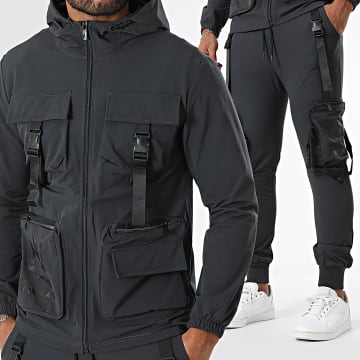 MTX - 537 Charcoal Grey Hooded Zip Jacket and Cargo Pants Set
