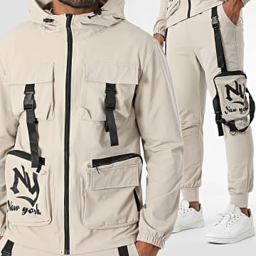 MTX - Ensemble Veste Capuche Zippée Et Pantalon Cargo 537 Beige Clair