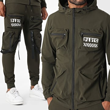 MTX - Khaki Green 538 Hooded Zip Jacket and Cargo Pants Set - Ryses
