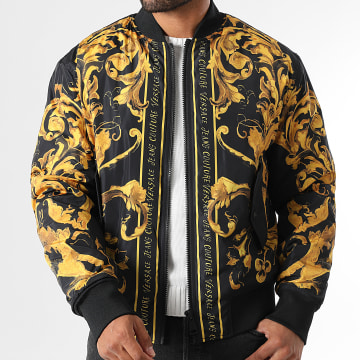 Versace Jeans Couture - Bomberjacke 79GASD07-CQ20D Schwarz Gelb Renaissance Floral