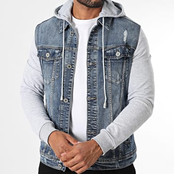MTX - Jeansjacke mit Kapuze 178 Denim Blau Grau Meliert
