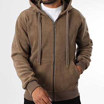 MTX - 824 Sudadera con capucha y cremallera de forro polar camel