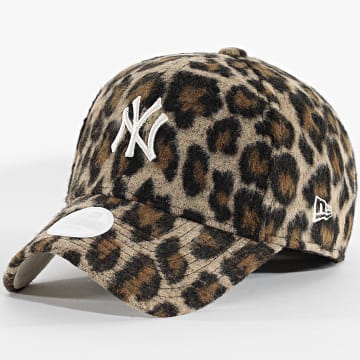 New Era - Casquette Femme Cosy Animal 9Forty New York Yankees 60691302 Beige Marron Léopard