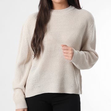 Only - Pull Rib Femme Milouz Beige Clair