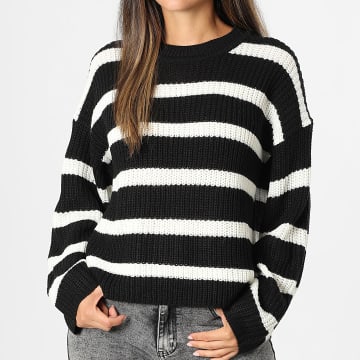 Only - Pull A Rayures Femme Justy Noir Blanc
