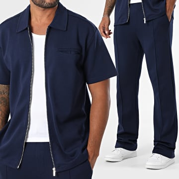 Ikao - Ensemble Chemise Manches Courtes Zippée Et Pantalon Jogging 596 Bleu Marine