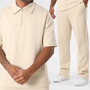 Ikao - Conjunto de polo de manga corta y pantalón de jogging 597 Beige claro