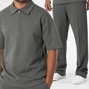 Ikao - Ensemble Polo Manches Courtes Et Pantalon Jogging 597 Gris Anthracite