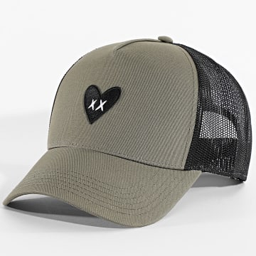 Luxury Lovers - Casquette Trucker Black Heart Vert Kaki Noir