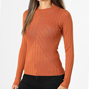 Only - Pull Col Cheminée Femme Kate Orange