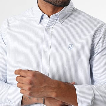 Teddy Smith - Stanley 10717402D Wit lichtblauw gestreept shirt met lange mouwen