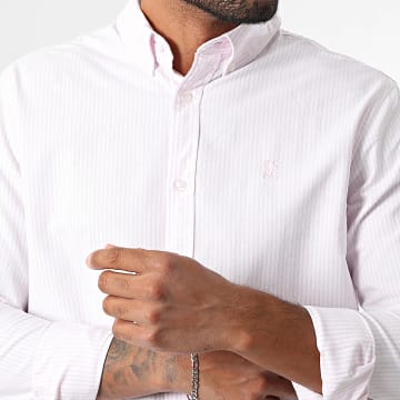 Teddy Smith - Stanley 10717402D Wit Roze Gestreept Shirt Met Lange Mouw