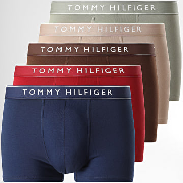 Tommy Hilfiger - Lot De 5 Boxers Everyday Essentials 3679 Beige Marron Bleu Marine Vert Kaki Rouge