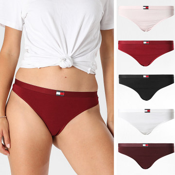 Tommy Hilfiger - Set di 5 perizomi da donna Bianco Nero Rosa chiaro Rosso scuro Bordeaux