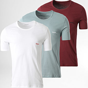HUGO - Lote de 3 camisetas 50532811 Blanco Verde Burdeos
