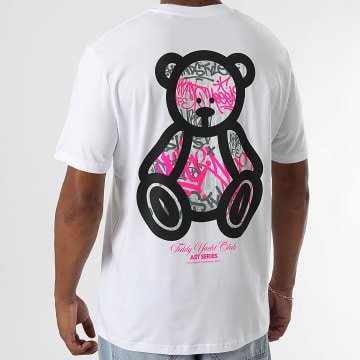 Teddy Yacht Club - Tee Shirt Oversize Large Art Series Neon Pink Blanc