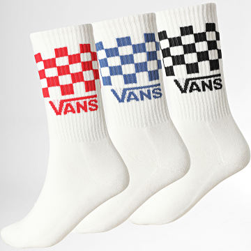 Vans - Juego de 3 pares de calcetines 00QBU Blanco Rojo Azul Real Negro