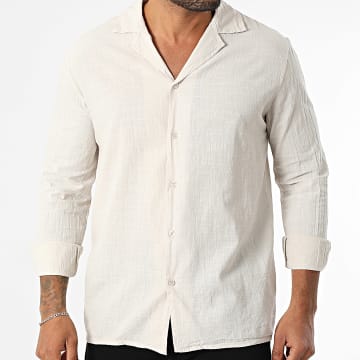 Frilivin - Camisa de lino de manga larga 186 Beige claro