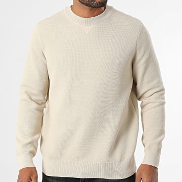 Frilivin - Sudadera de cuello redondo con textura 190 Beige claro