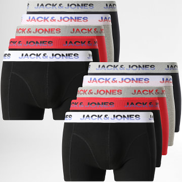 Jack And Jones - Lot De 10 Boxers Jadon Solid Gris Chiné Rouge Gris Anthracite Noir
